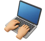 Hands typing on a laptop