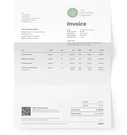 Invoice paper ready to send to a client