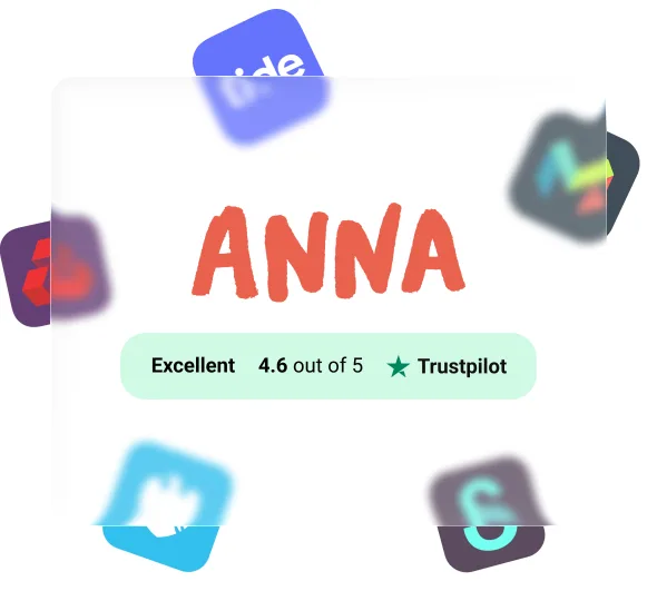 ANNA rated Excellent, 4.6 out of 5 on Trustpilot, ahead of other UK business account apps