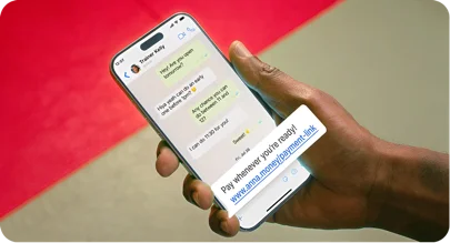 Customer sharing an ANNA payment link in WhatsApp from their phone