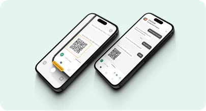 Two phones displaying ANNA payment QR codes ready to scan