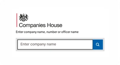 Companies House search bar for looking up a registered company