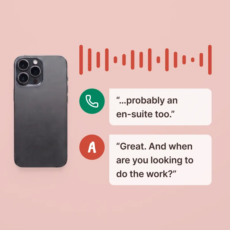 A phone call transcribed by ANNA, with a follow-up question already asked