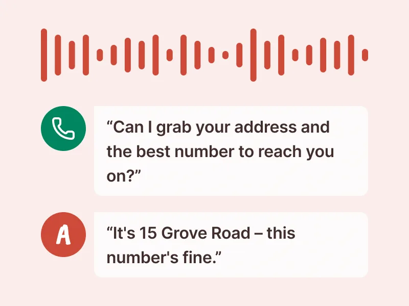 ANNA asking for an address and the caller giving it