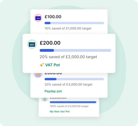 ANNA app showing VAT Pot automatically saving 20% of incoming payments